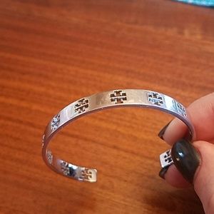 Tory Burch silver logo cuff